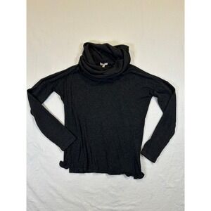 Bordeaux Women Charcoal Gray Ribbed Cowl Neck Long Sleeve Top Size S Small